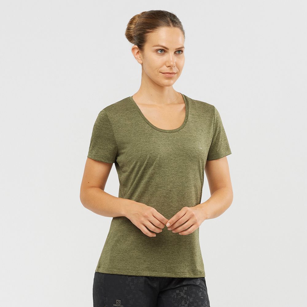 Salomon Singapore Womens T-shirts - AGILE Olive | 01348-JDLI